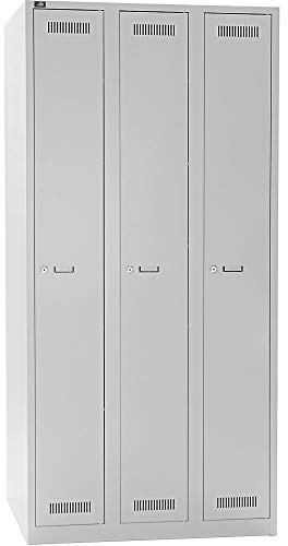 BISLEY Light Garderobenschrank 3 Abteile 300, Metall, 245 Lichtgrau, 50 x 90 x 185 cm