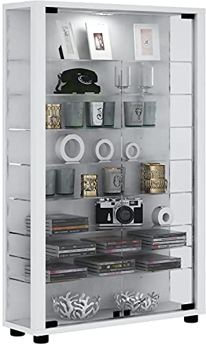VCM Standvitrine 59x18x90 cm 2 Türen 9 Fächer Glas Holzwerkstoff | Vorführfläche für Sammlungen - geeignet zum geschützten Aufbewahren - für Ausstellende und Sammler - vielseitig einsetzbar