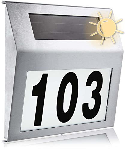 Goods & Gadgets Applique murale d'extérieur à LED avec numéro de maison en acier inoxydable