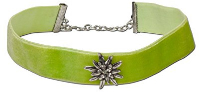 Alpenflüstern Trachten-Samt-Kropfband breit Strass-Edelweiß - Trachtenkette enganliegend, Kropfkette elastisch, Damen-Trachtenschmuck, Samtkropfband in traditionellen Farben DHK109