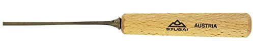 STUBAI-527102 Gerades Balleisen/Stechbeitel 2 mm | Stich 1 | einseitig geschliffen, mit Holzgriff | Profi-Holzwerkzeug für Kerb- und Reliefschnitzarbeiten