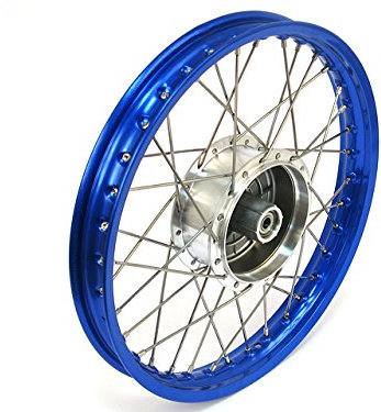 Speichenrad (Felge 1,50x16 in Blau, Speichen in Edelstahl und Nabe Tuning) 16 (alle Moped-Typen)