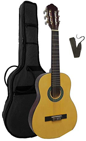 1/4 Kindergitarre Konzertgitarre im Set Tasche Band Classic Natur Decke Lindeholz
