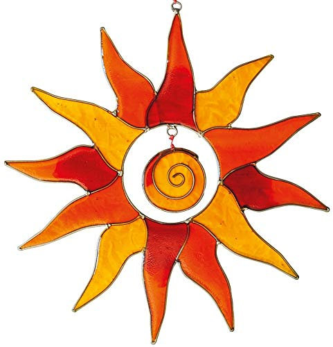 Suncatcher Sonne mit Spirale rot/orange 25 cm