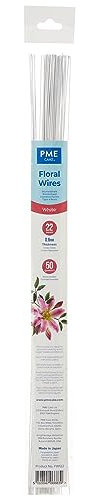 PME Fili di Ferro per Fiori, Bianco, 22 Gauge, 50 unità