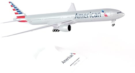 SkyMarks American Airlines Boeing 777-300 1/200 Airplane Model Kit – New Livery Highly Detailed Snap-Fit Collectible with Display Stand for Adult Collectors Ages 14+