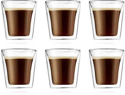 Bodum CANTEEN Gläser-Set (Doppelwandig, 0,1 liters) transparent, 6 Stück (1er Pack)