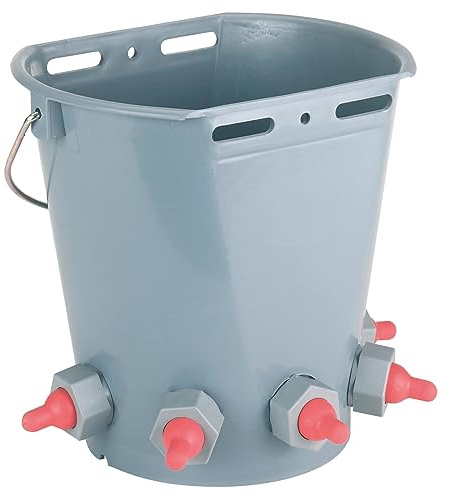 Kerbl Lammeimer mit 5 Saugern | 8 Liter Fassungsvermögen | Für 5 Lämmer geeignet | Robuster Lebensmittelechter Kunststoff | Lammaufzucht Lämmer Futtereimer