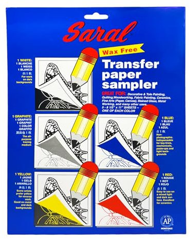 Saral Wax Free Transfer Paper Sampler Includes 1 Each of White, Yellow, Blue and Red Wachsfreies Transferpapier enthält je 1 x weißer Graphit, Gelb, Blau und Rot, Papier, 8.5-x-11-Inch, 5 stück