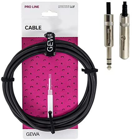 GEWA Prolunga per cuffie Pro Line 6,3mm/3m, nero, spina REAN, jack stereo (m) - jack stereo (m), 190711
