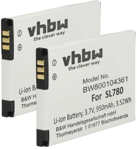 vhbw 2X Akku kompatibel mit Siemens Gigaset SL350, SL350H, SL450, SL400A, SL400, SL400H schnurlos Festnetz Telefon (950 mAh, 3,7 V, Li-Ion)