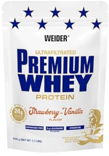 Weider Premium Whey Protein Pulver, 500g, Erdbeer-Vanilla | Hoher Proteingehalt, Wenig Kohlenhydrate & Fett, Mit L-Glutamin und Vitamin B6