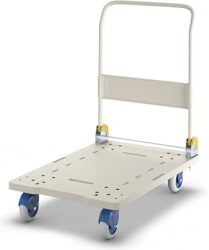 PRESTAR | Chariot Plate-Forme en Plastique | avec Barre de poussée Rabattable | L x l 900 x 600 mm