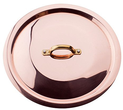 Pentole Agnelli Rame Liscio Stagnato a Mano Coperchio con Ponticello in Ottone, Rame, 18 cm