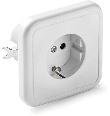 FAMATEL – Enchufe empotrar | Toma de corriente con TTL | 55 x 55 x 48 mm | Portacontactos en porcelana | 16A | 250V