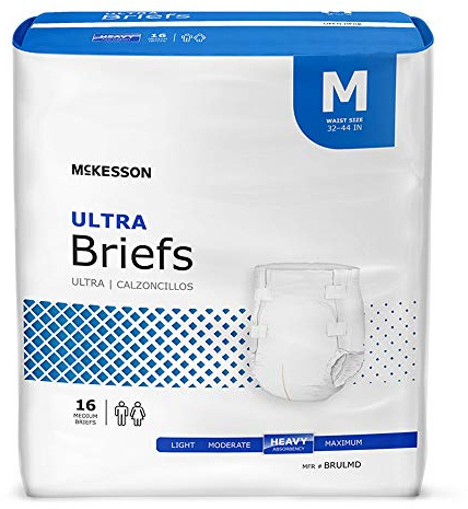 McKesson Ultra Briefs, [96 Count], Size M, 32-44 in. Incontinence Adult Diapers, Heavy Absorbency, Unisex, Disposable, Elastic Leg Gathers and Contoured Fit for Men and Women