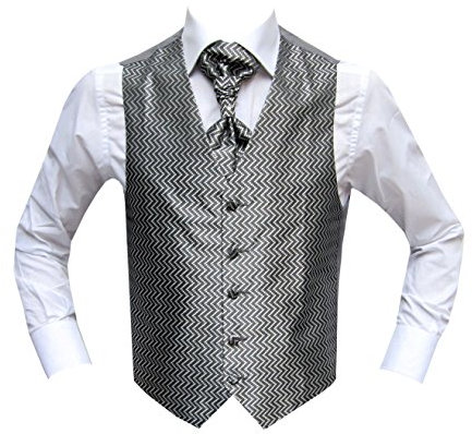 MMUGA Hochzeitsweste Set mit Plastron Grau 50