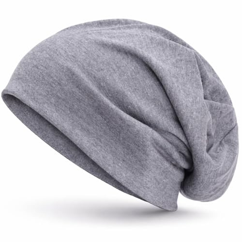 style3 slouch beanie av ventilerande, fin och lätt jersey, unisex, mössa, bini, en storlek, LJUSGRÅ, one size