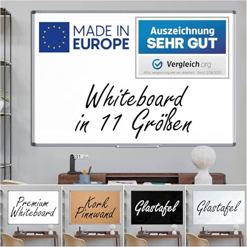 VISCOM Whiteboard magnetisch - 120 x 240 cm - Magnettafel in 11 Größen - Magnetwand, kratzfest & beschreibbar - mit Aluminium-Rahmen - für Hoch- und Querformat