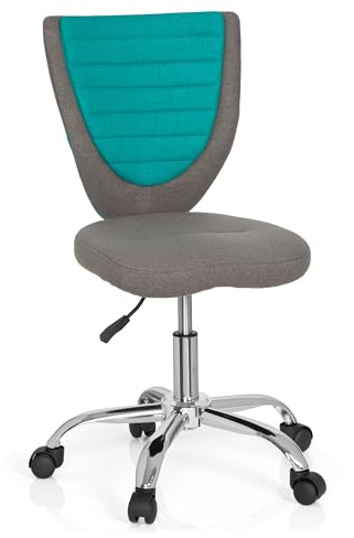 hjh OFFICE 670630 Kinder-Schreibtischstuhl KIDDY Comfort Jugend Bürostuhl höhenverstellbar, Filz-Bezug Grau/Türkis