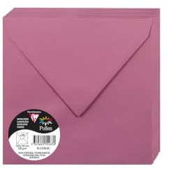 Clairefontaine 55483C Pack 20 Enveloppes 16,5x16,5 cm 120g Rose hortensia