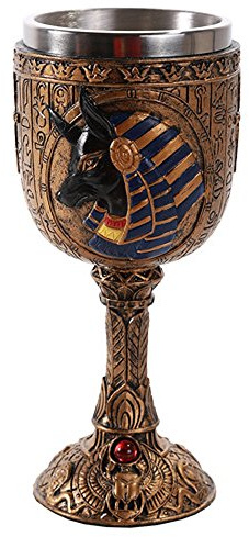 Pacific Giftware Egyptian Anubis God of Underworld Golden Wine Goblet Stainless Steel Liner 6oz