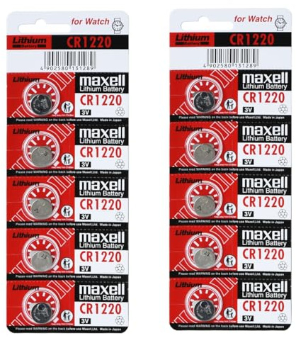 Maxell CR1220 Lot de 2 piles bouton au lithium pour montre 3 V