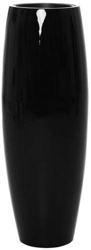 VIVANNO Pflanzkübel Bodenvase Fiberglas Magnum Schwarz Hochglanz - 80x23