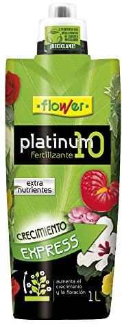 Flower - Fertilizante Líquido Platinum 10 | Bionutriente para Plantas | Crecimiento y Desarrollo Activo | Extracto de Algas Bioactivador | Uso Interior y Exterior, 1000 ml, Platino
