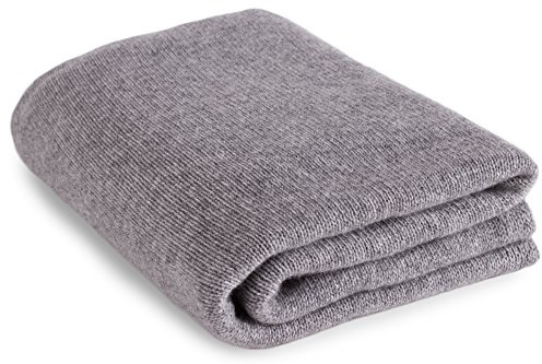 Love Cashmere Luxurious 100% Cashmere Travel Wrap Blanket - Light Gray - Handmade in Scotland RRP $660
