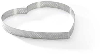 De Buyer - Cercle à tarte coeur VALHORNA en inox perforé - 22 cm - Fabriqué en France, Technologie AIR SYSTEM, Micro-Perforations pour Cuisson Rapide et Homogène pour Résultats Croustillants