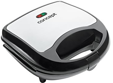 Concept Electrodomésticos SV3031 - Sandwichera con placas cuadradas, de acero inoxidable, 700 W, color gris y negro