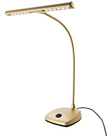 K&M Konig & Meyer 112297.090.40 Piano/Desk Lamp Light Stand | Heavy Stable Base | 12 LEDs | Warm Light | Adjustable Extra Long Gooseneck | 10 Ft Power Cord | German Made | Elegant Gold Finish