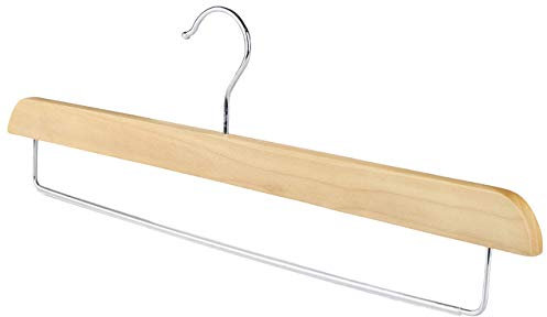 The Hanger Store 10 Wooden Trouser Hangers with Non Slip Rubber on Bar-Choose Quantity & Colour