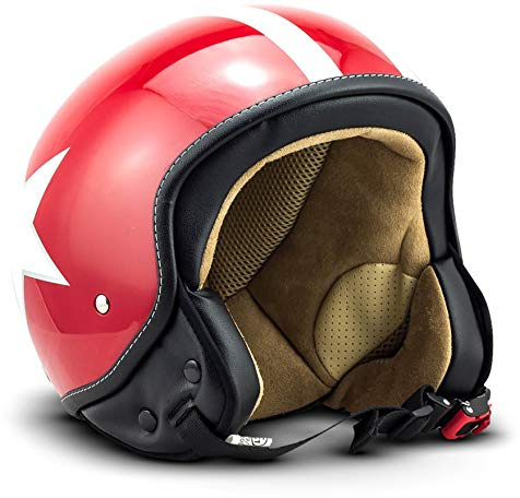Soxon® SP-301 Star „Green“ · Jet-Helm · Motorrad-Helm Roller-Helm Scooter-Helm Moped Mofa-Helm Chopper Retro Vespa Vintage Pilot Biker Helmet Damen · ECE 22.05 Schnellverschluss Tasche XS–XL (53-62cm)