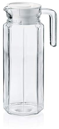 WAS 1772 100 Enjoy Lot de 12 pichets en verre borosilicate à double paroi avec couvercle en plastique Hauteur 24 cm 1 l