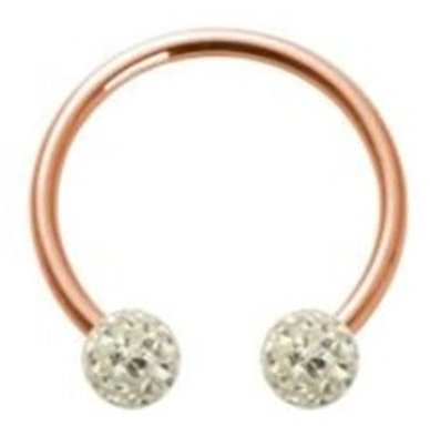 eeddoo Piercing Hufeisen mit Epoxy Kugeln Rosegold Edelstahl 1,2 x 8 x 3 mm Pfirsich