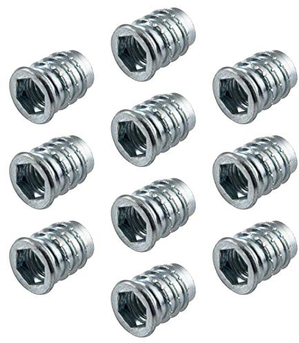 Gedotec Einschraubmuffen | 100 Stück - Metall Eindrehmuffe mit Abdeckrand | M10 x 20 mm | Einschraubmutter Stahl verzinkt | Gewinde-Muffen Schrauben mit Antrieb: Innensechskant | Gewinde-Einsatz Holz