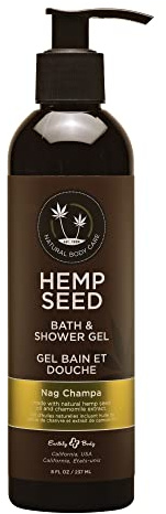 Hemp Seed Bath & Shower Gel, Nag Champa-Duft - 227 g - Feuchtigkeitsspendende Formel mit Hanfsamenöl, Kamille und hydrolysiertem Weizenprotein - Vegan, Cruelty Free