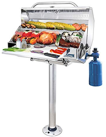 Magma Products, Double Locking Stowable Pedestal Mount, T10-185, Silver, One Size
