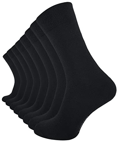 VCA Lot de 8 Paires de Chaussettes Coton et élasthanne sans Elastique Homme ,Noir , Taille 43/46