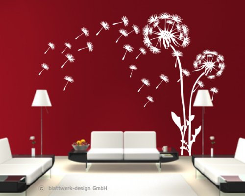 blattwerk-design Wandaufkleber- Blume, Pusteblume mit Pollenflug, Löwenzahn M042 Flieder