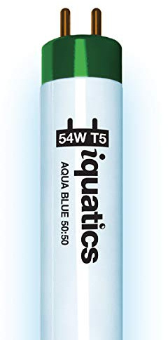 iQuatics Juwel Compatible Aquarium Fluorescent Light Bulb T5 (Single), Aqua Blue 50:50, 54w 1200mm 48”