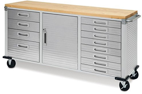 Seville Classics UltraHD Fahrbare Werkbank mit 12 Schubladen, für Büro, Garage, Werkstatt, 182,9 x 50,8 x 95,2 cm, Granit