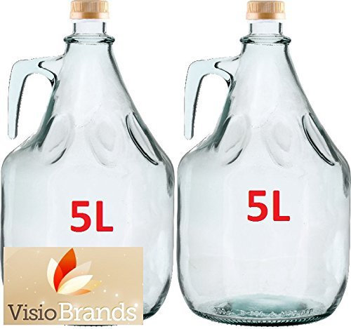 MultiDepot Conjunto de 2 Botella de Cristal de garrafa de Completa 5L BDG5Z