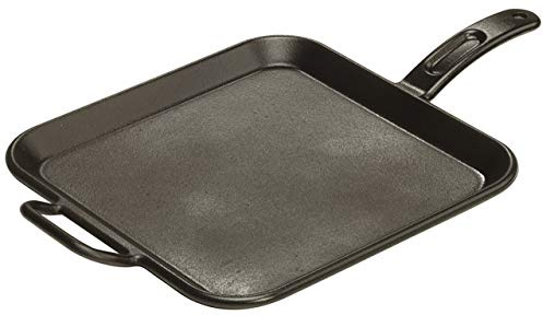 Lodge P12SG3 30.48 cm / 12 inch Pre-Seasoned Cast Iron Square Griddle, Black | Design-Forward BOLD Seasoned Cast Iron Cookware for Flat Top Cooking, Searing, Grilling Indoors & Stovetop Cooking