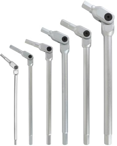 Bondhus 08-0420 00010 HEX-PRO Juego de llaves de cabeza pivotante, incluye tamaños: 3, 4, 5, 6, 8 y 10 mm, cromado