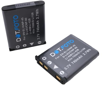 2 x Dot.Foto D-LI63, D-LI108 Premium 3.7v / 740mAh Batterie Rechargeable pour Pentax efina/Optio L30 L40 LS465 LS1000 LS1100 M30 M40 M90 M900 NB1000 RS1000 RS1500 T30 V10 V15 W30