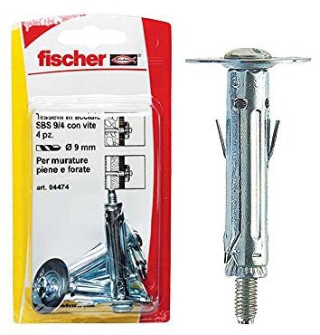 FISCHER - Taco metálico de expansión, paquete de 4 unidades, con gancho corto