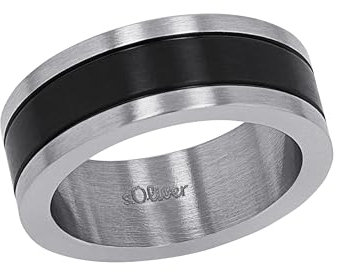 s.Oliver Ring für Herren, Edelstahl IP schwarz, Größe: 62/19,5